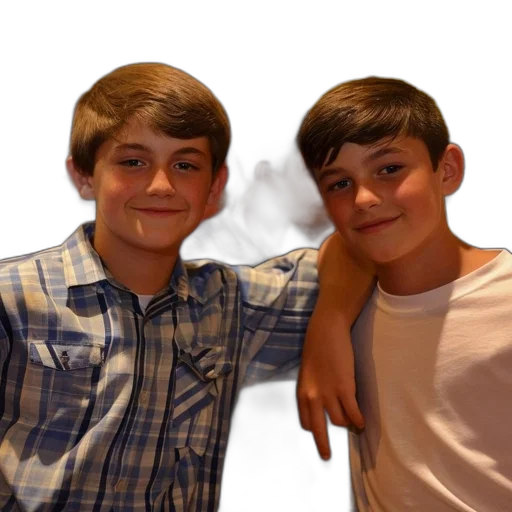 photorealistic, 3d render, two, boys transparent PNG cut-out