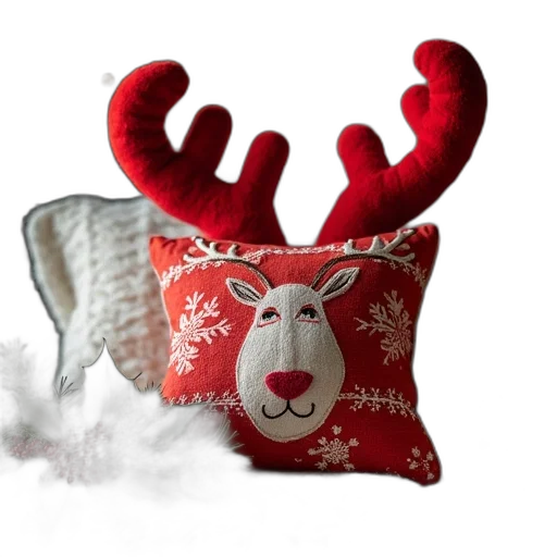 3d render, photorealistic, antlers, santa transparent PNG cut-out