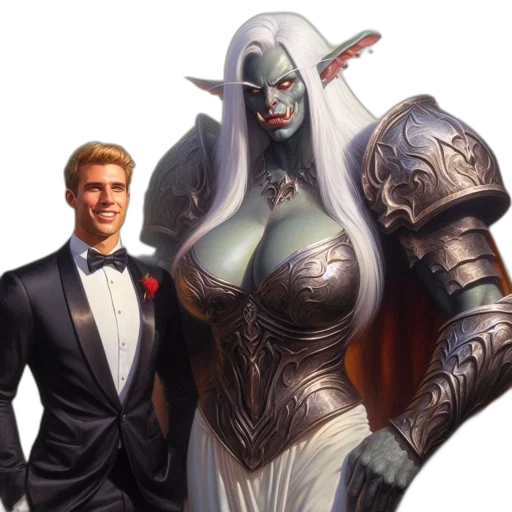fantasy art, concept art, two, contrasting transparent PNG cut-out