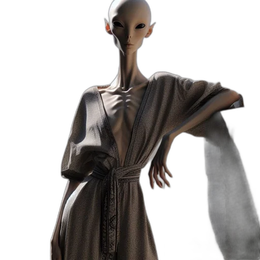 dress, staff, creature, robot transparent PNG cut-out