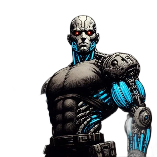 robot, comic book art, concept art, cyberpunk transparent PNG cut-out