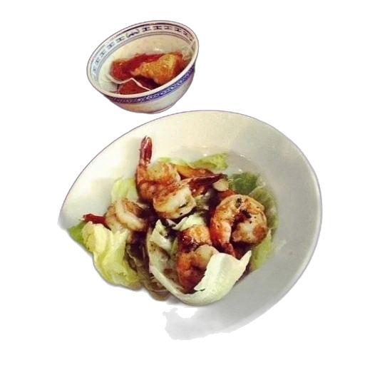 food, photorealistic, plate, shrimp transparent PNG cut-out