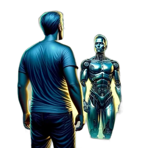 robot, concept art, comic book art, 3d render transparent PNG cut-out