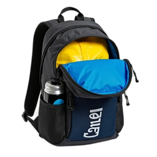 jacket, black, blue, backpack transparent PNG cut-out