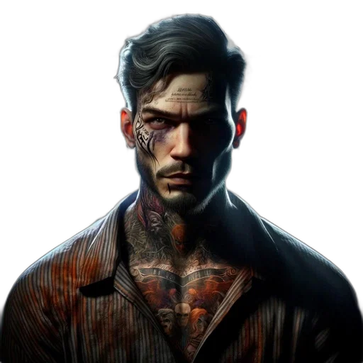 face, cyberpunk, concept art, comic book art transparent PNG cut-out