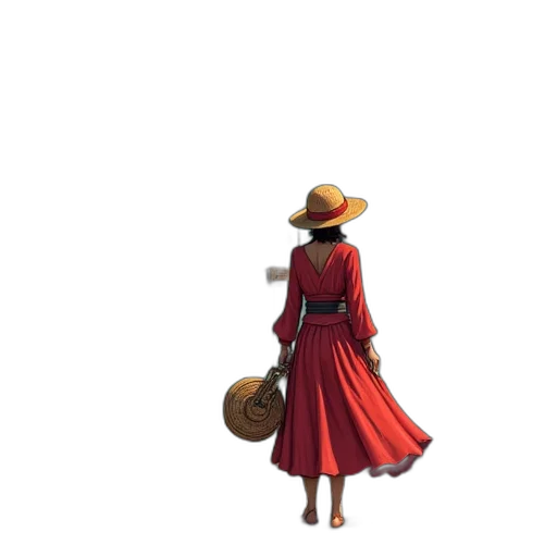 hat, dress, staff, umbrella transparent PNG cut-out