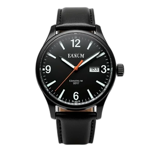 black, wristwatch, leather, strap transparent PNG cut-out