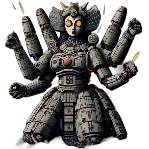 robot, weapon, concept art, pixel art transparent PNG cut-out