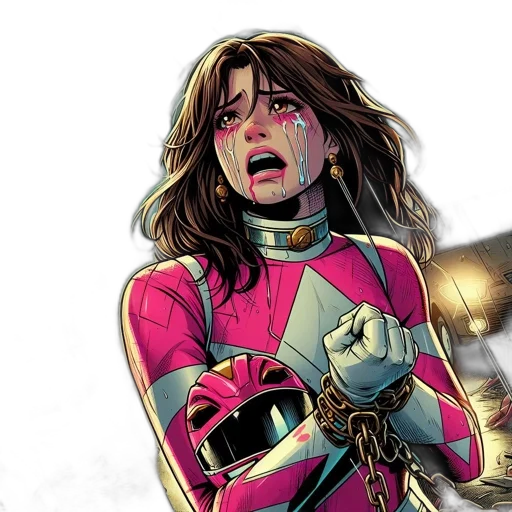 comic book art, concept art, superheroine, distress transparent PNG cut-out
