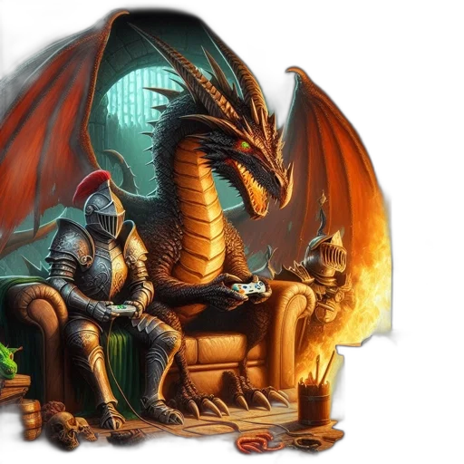 dragon, sword, furniture, fantasy art transparent PNG cut-out