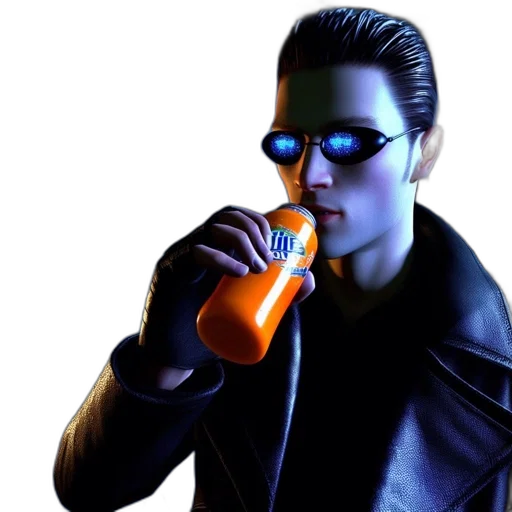 jacket, bottle, robot, cyberpunk transparent PNG cut-out