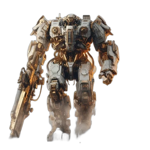 robot, weapon, concept art, 3d render transparent PNG cut-out