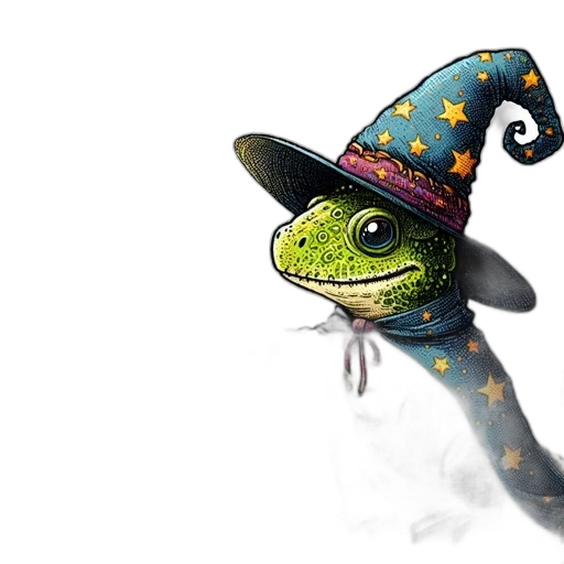 hat, staff, dragon, creature transparent PNG cut-out