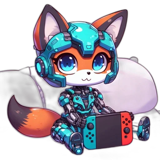 robot, animal, pixel art, cyberpunk transparent PNG cut-out
