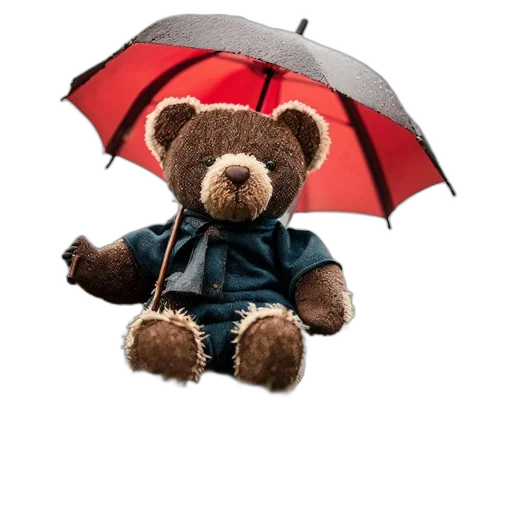 umbrella, jacket, staff, photorealistic transparent PNG cut-out