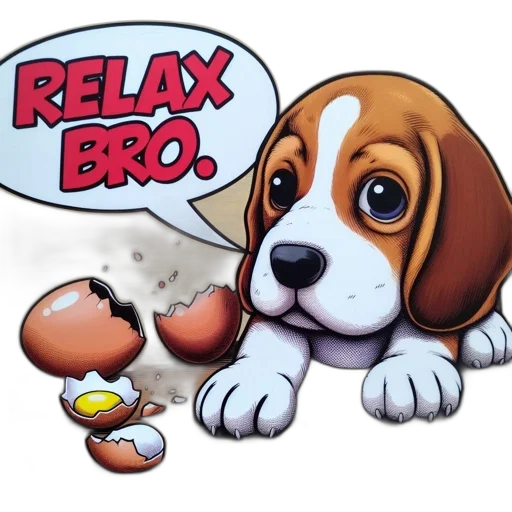 illustrated, beagle, dog, lies transparent PNG cut-out