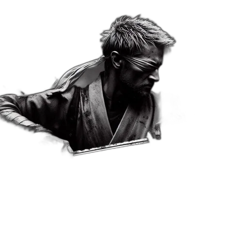 jacket, staff, face, weapon transparent PNG cut-out