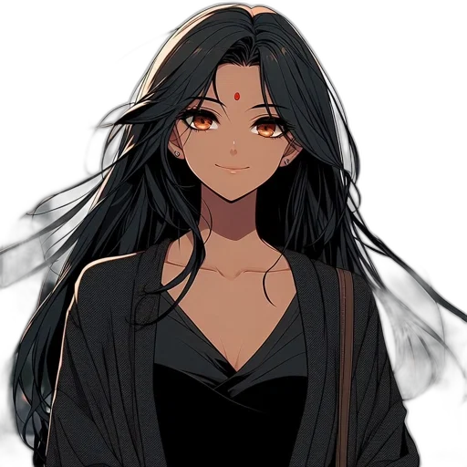 hair, dress, staff, face transparent PNG cut-out