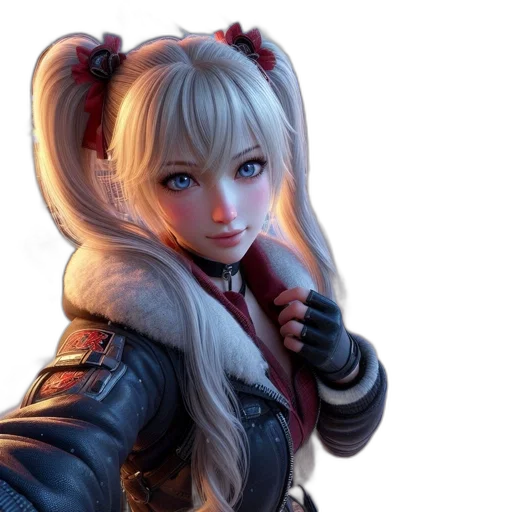 jacket, face, 3d render, anime transparent PNG cut-out