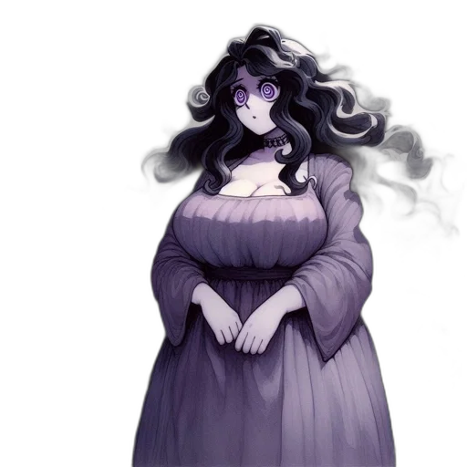 dress, creature, staff, hair transparent PNG cut-out