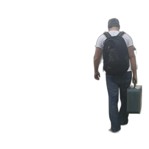 staff, 3d render, man, backpack transparent PNG cut-out
