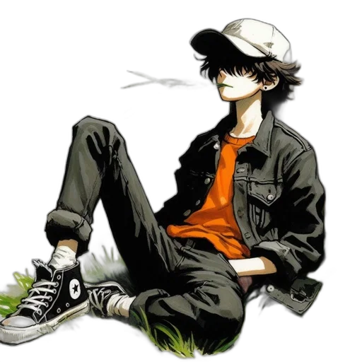 hat, jacket, concept art, anime transparent PNG cut-out