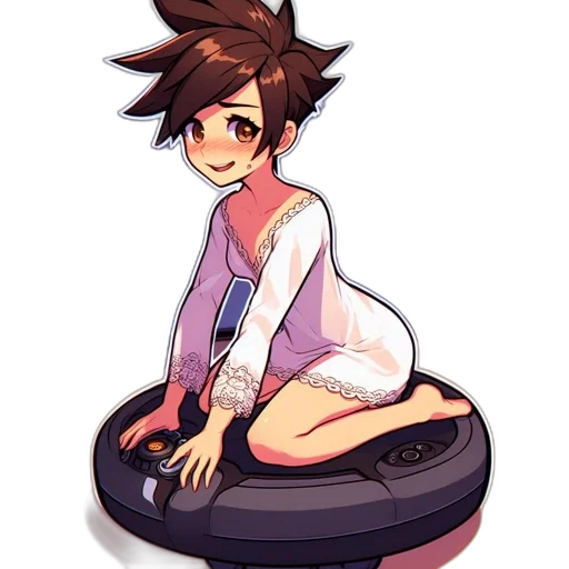 robot, dress, staff, hair transparent PNG cut-out