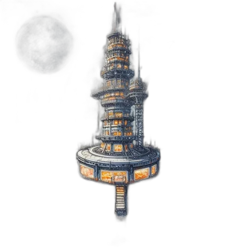 building, concept art, pixel art, 3d render transparent PNG cut-out