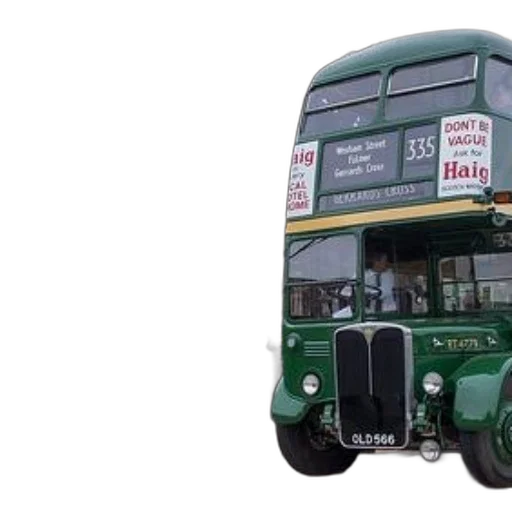 vintage, green, double-decker, bus transparent PNG cut-out