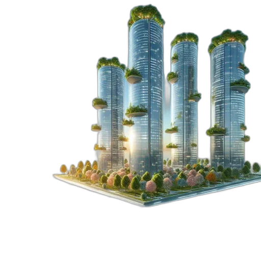 building, 3d render, concept art, futuristic transparent PNG cut-out