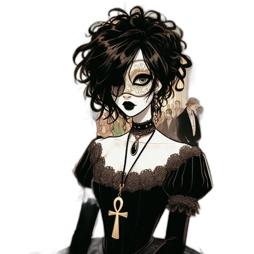 mask, dress, staff, jewelry transparent PNG cut-out