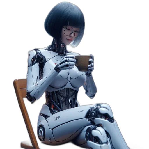 robot, dress, face, concept art transparent PNG cut-out