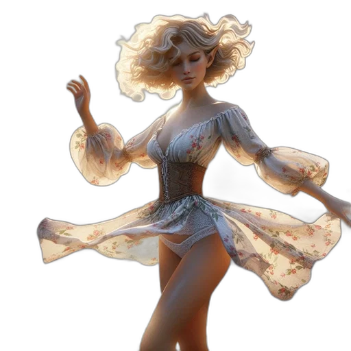dress, concept art, fantasy art, 3d render transparent PNG cut-out