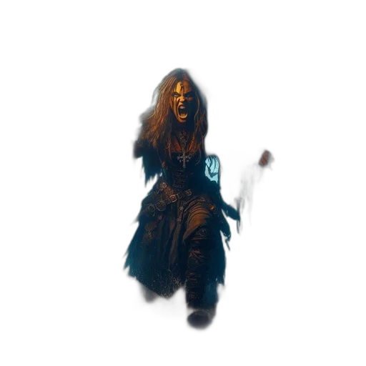 creature, dress, mask, weapon transparent PNG cut-out