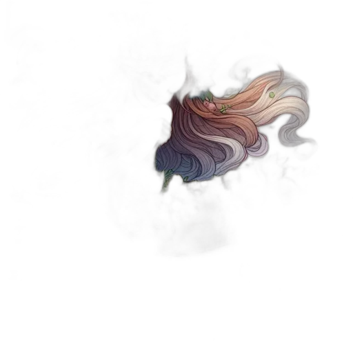 hair, dragon, mask, staff transparent PNG cut-out