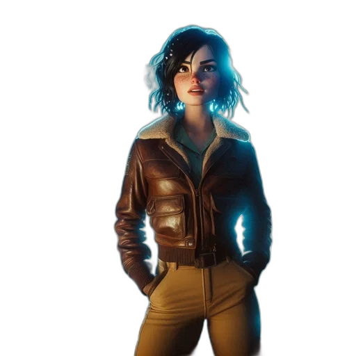 jacket, robot, staff, creature transparent PNG cut-out