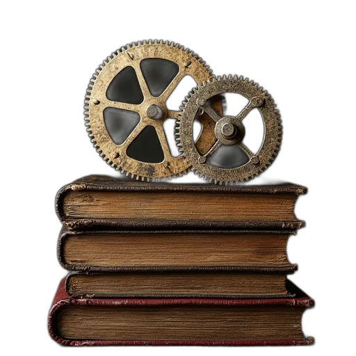 weapon, furniture, books, gears transparent PNG cut-out