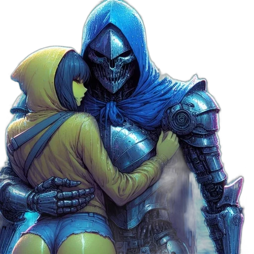 comic book art, concept art, fantasy art, blue transparent PNG cut-out