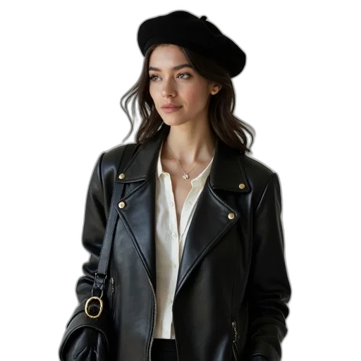 jacket, hat, jewelry, staff transparent PNG cut-out