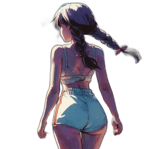 dress, staff, hair, weapon transparent PNG cut-out