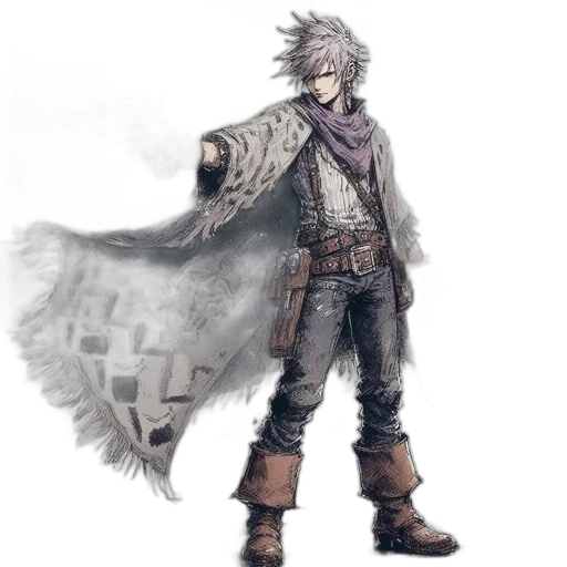 jacket, staff, creature, mask transparent PNG cut-out