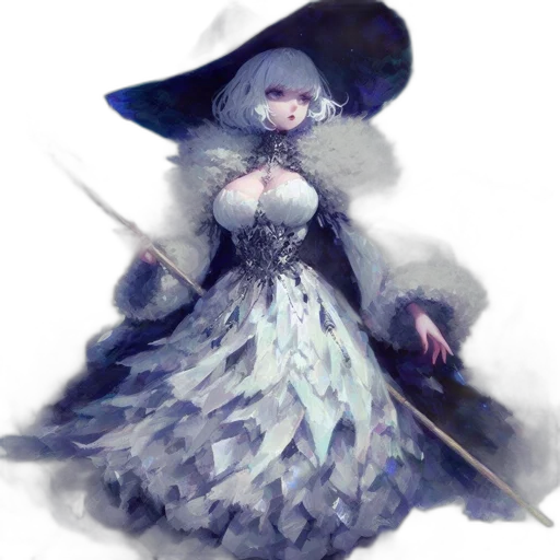 dress, staff, hat, crown transparent PNG cut-out