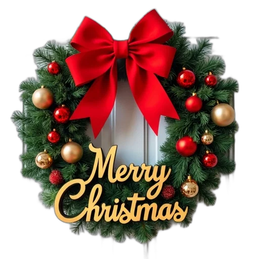 photorealistic, festive, christmas, wreath transparent PNG cut-out