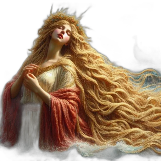 hair, dress, fantasy art, photorealistic transparent PNG cut-out