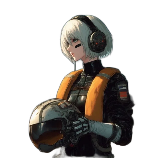 robot, jacket, weapon, staff transparent PNG cut-out