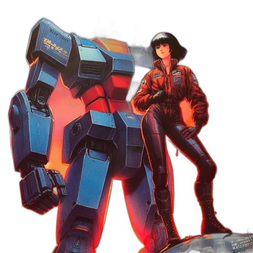 robot, jacket, weapon, concept art transparent PNG cut-out