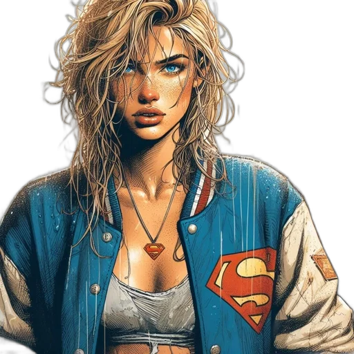 jacket, face, comic book art, concept art transparent PNG cut-out