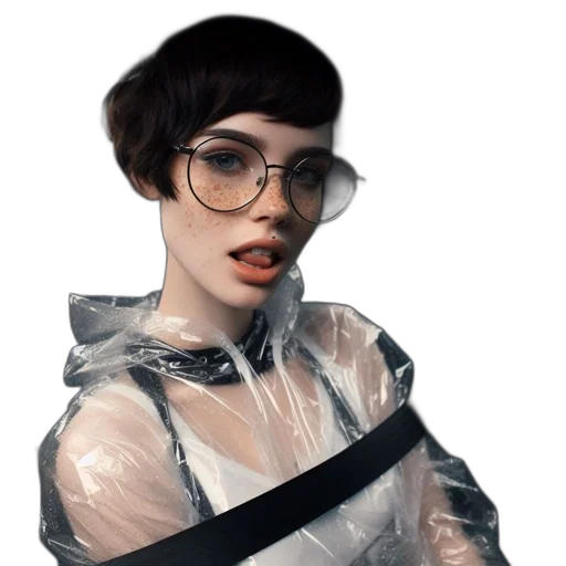 jacket, dress, face, hair transparent PNG cut-out