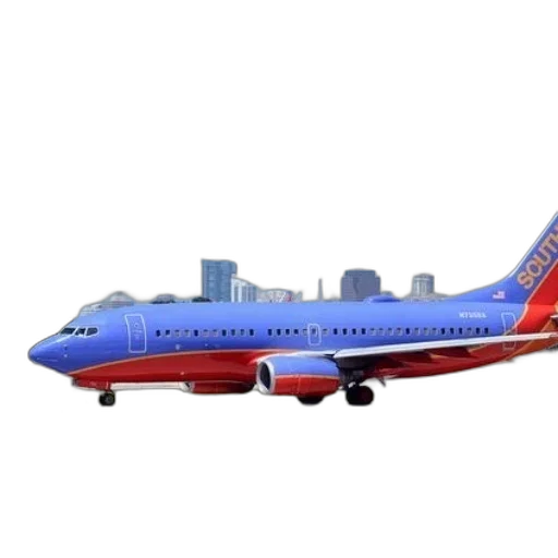 3d render, southwest, airlines, plane transparent PNG cut-out