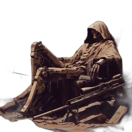 jacket, weapon, staff, robot transparent PNG cut-out